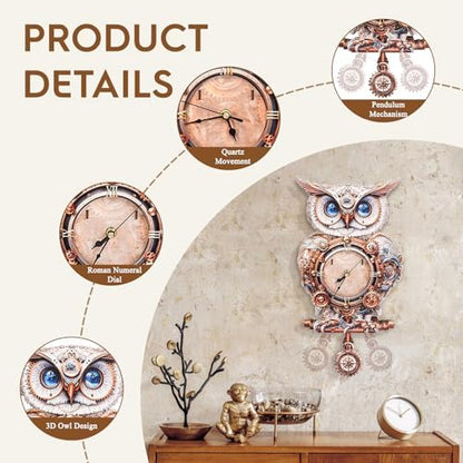 3D Wooden Puzzles for Adults-Owl Clock Puzzle-Adult Crafts