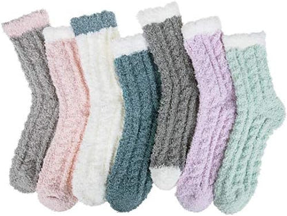 Chalier 7 Pairs Fuzzy Socks for Women, Winter Cozy Fluffy Socks