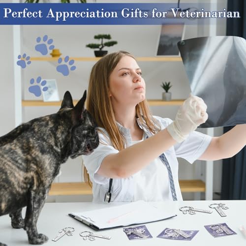XunYee 12 Sets Vet Tech Week Gifts Bulk Veterinary Thank You Keychains