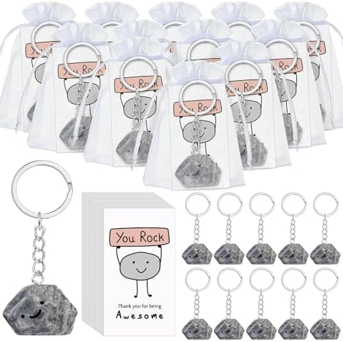 30 Set Inspirational You Rock Gift Smile Stone Keychain with Positive