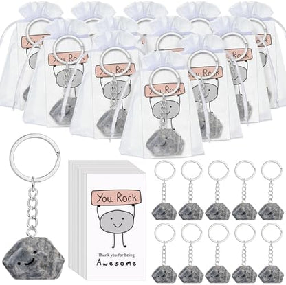 30 Set Inspirational You Rock Gift Smile Stone Keychain with Positive