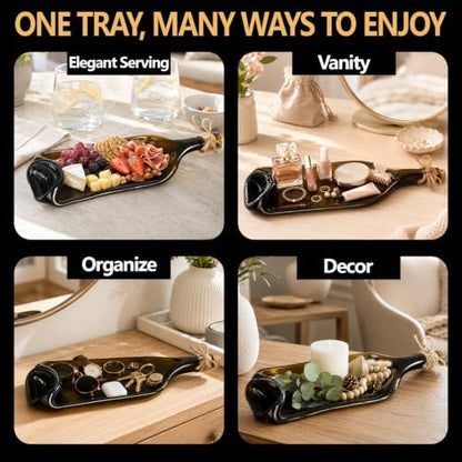 Melted Wine Bottle Serving Tray, Flattened Glass Wine Bottle