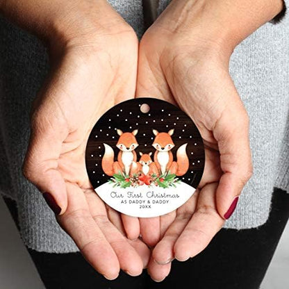 Andaz Press Custom Year Gay Couple Family Metal Christmas Ornament