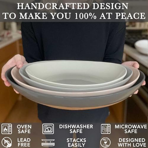 Mora Ceramic Large Serving Bowls- Set of 2 Oval Platters for