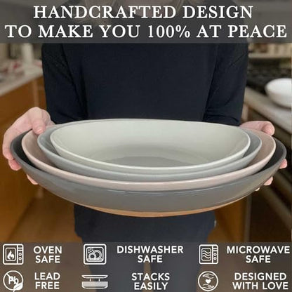Mora Ceramic Large Serving Bowls- Set of 2 Oval Platters for