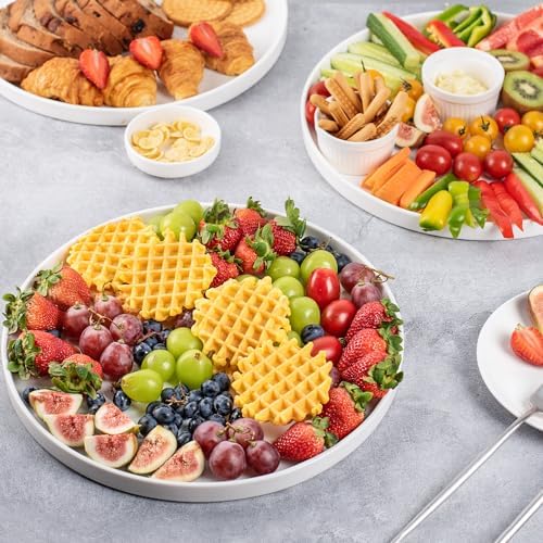 Dizada 12" Round Serving Platters Set of 3 - White Porcelain Serving