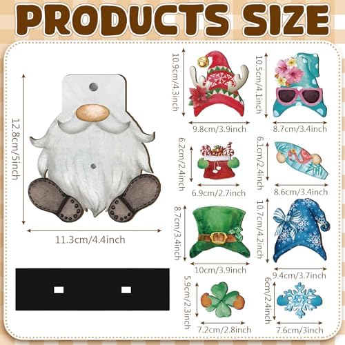 Blulu 34 Pcs Interchangeable Wooden Gnome Sign, Retro Watercolor