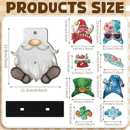 Blulu 34 Pcs Interchangeable Wooden Gnome Sign, Retro Watercolor