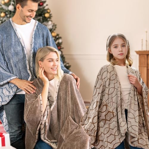 Bcareself Double-Sided Wearable Blanket Ultra Soft Flannel Shawl