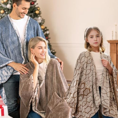 Bcareself Double-Sided Wearable Blanket Ultra Soft Flannel Shawl