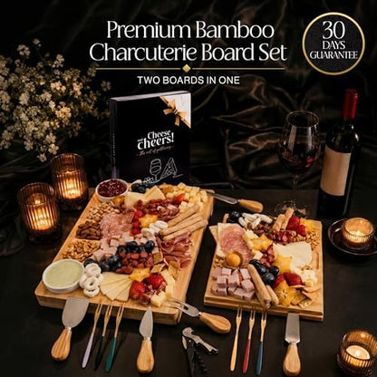Bamboo Charcuterie Board gift Set, 12x15 in Cheese Board with 16