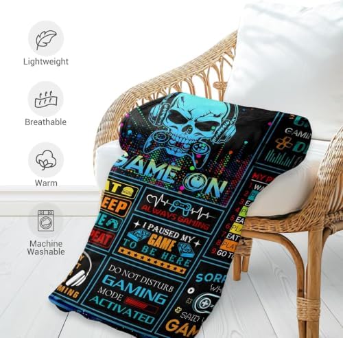 Jekeno Gaming Gifts for Teen Boys, Video Game Throw Blanket 80"x60"