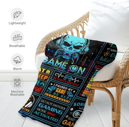 Jekeno Gaming Gifts for Teen Boys, Video Game Throw Blanket 80"x60"