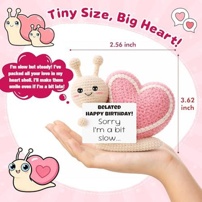 Im Sorry Gift for Her,Crochet Snail Belated Birthday Gifts for Women