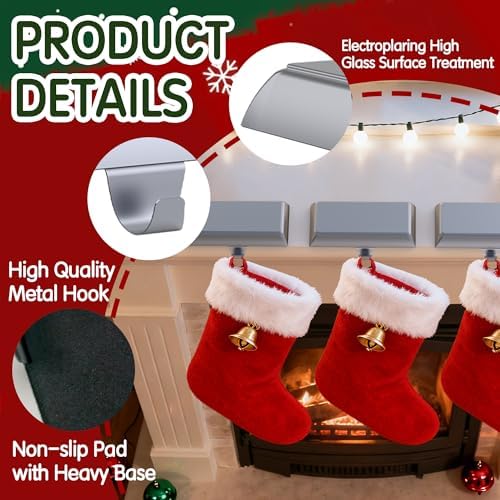 GloTika Christmas Stocking Holders for Mantle Set of 6, Heavy Duty