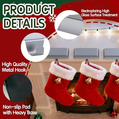 GloTika Christmas Stocking Holders for Mantle Set of 6, Heavy Duty