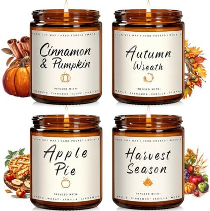 Auelife Fall Candle Set | 4 Pack Scented Candles for Home - Candle