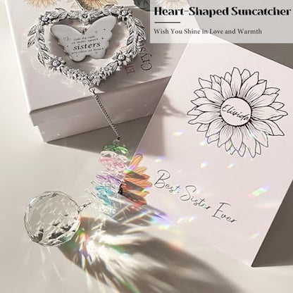 Suncatcher Gift for Sister Birthday, Best Sister Ever Crystal Ornament