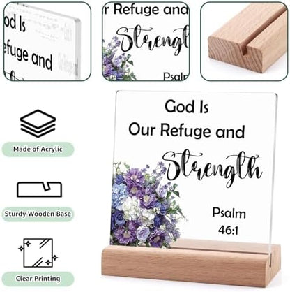 Bible Verse Quotes Desk Decor for Office Home Acrylic Sign With Wooden