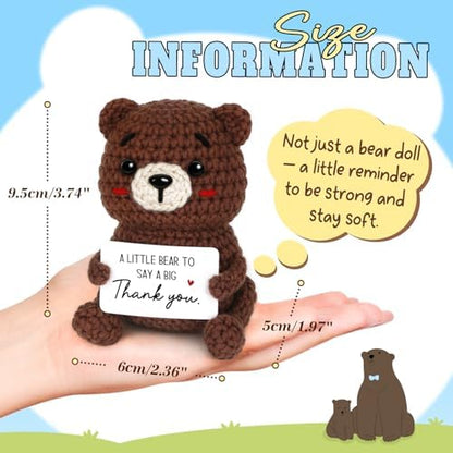 Thank You Gifts for Women Men, Handmade Positive Crochet Bear Decor