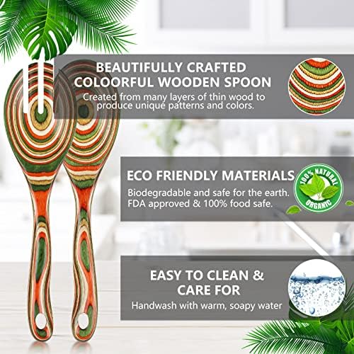 Salad Tongs, Pakkawood Wooden Spoons,Mixing Dinner Fork and Spoon