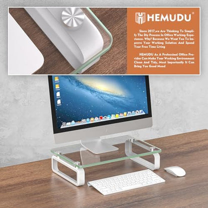 Hemudu Clear Computer Monitor Stand Riser Multi Media Desktop Stand
