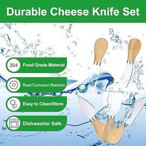 10 Pcs Cheese Knives, Wooden Handle Cheese Knife Set for Charcuterie
