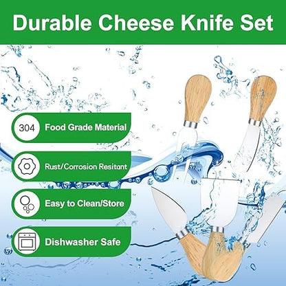 10 Pcs Cheese Knives, Wooden Handle Cheese Knife Set for Charcuterie