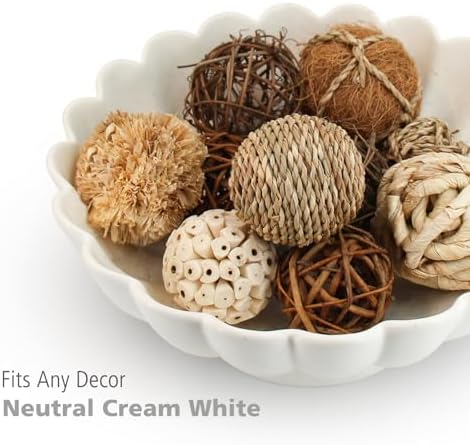 Large Fruit Bowl for Kitchen Counter-10.6" White Ceramic Fluted