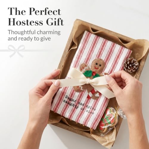 Mud Pie Gingerbread Felt Sequin Towel, Decorative Kitchen Towel