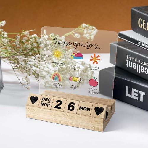 Teacher Appreciation Gifts, Wooden Block Calendar for Desk