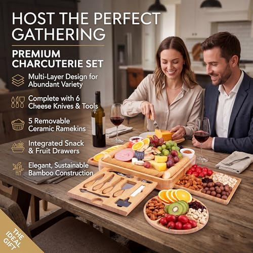 Charcuterie Boards Gift Set, Cheese Board Knife Set, Entertaining