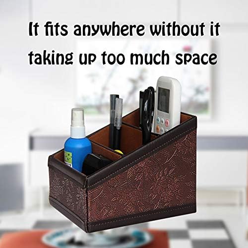 PU Leather Remote Control Holder Storage Container for TV Remote Phone