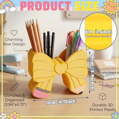 Gilprop Pencil Bow Classroom Decor Cute Teacher Pencil Holder, Yellow