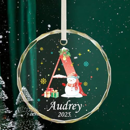 Personalized Letter Ornaments for Christmas Tree, Custom A-Z Name