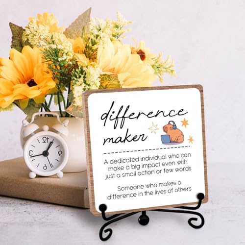 Funny Difference Maker Decor, Office Inspirational Quote Capybara Sign