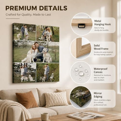 Custom 5 Photo Collage Canvas Prints Personalized Pictures Wall Art