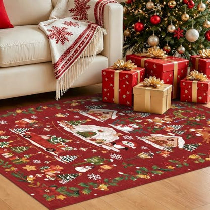 2x3 Christmas Cute Area Rug: Non-Slip Washable Winter Holiday Indoor