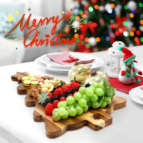 Wooden Christmas Kitchen Decor Acacia Wood Tree Cutting Charcuterie