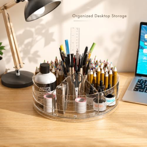 CraftGenes Clear Rotating Organizer, Acrylic Pen Holder, Marker