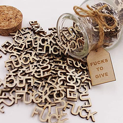 KUMLENMO fuck jar(5oz) Gift Jar,Fucks to Give,Fuck Wooden Cutout