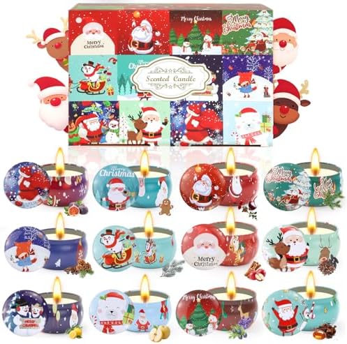 Christmas Scented Candle Gift 12 Pack, Christmas Candles for Home