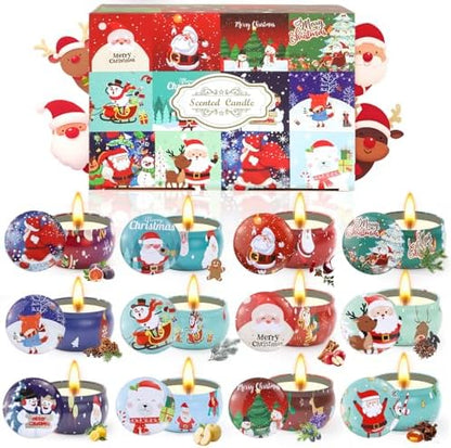 Christmas Scented Candle Gift 12 Pack, Christmas Candles for Home