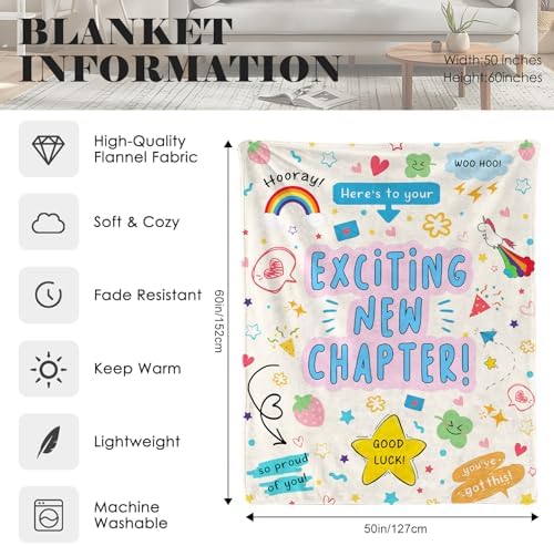 New Beginnings Gifts for Women, Inspirational Goodbye Gift Blanket