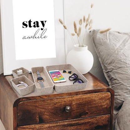 Welaxy 8pc Nordic Felt Desk Drawer Organizer Tray Beige Oatmeal