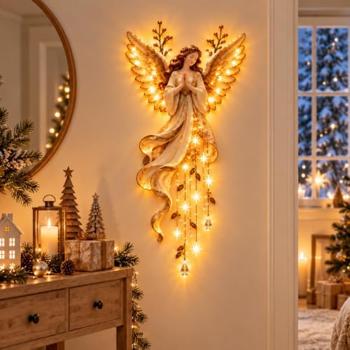 Angel Blessing Wall Light,Starglow Cascading Christmas Angel with