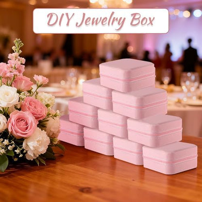 SHENLIU 12 Pcs Mini Pink Travel Jewelry Case Bridesmaid Proposal Gift