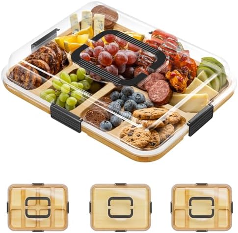 SpaceAid Charcuterie Board with Clear Lid, Portable Travel Cheese