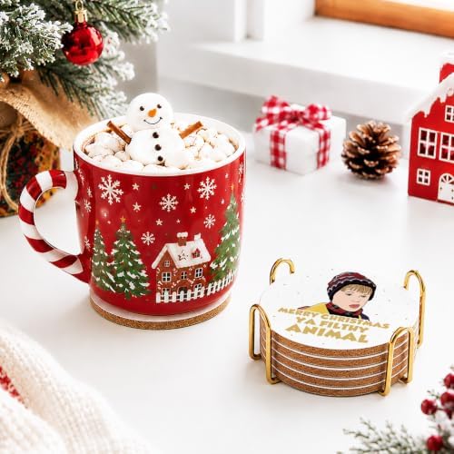 Home Alone Merch Gifts, 6Pcs Christmas Drink Coasters with Metal