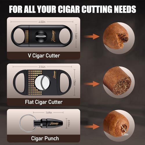 Tesonway Cigar Humidor, Cedar Wood Humidor Cigar Box, Glass Top